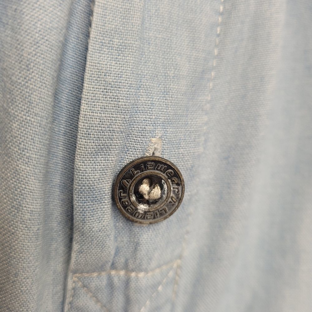 VINTAGE 90s romper LizWear blue chambray button up‎ playsuit XS/S - Picture 10 of 15